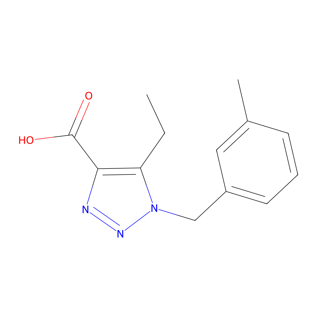 5-ethyl-1-(3-methylbenzyl)-1H-1,2,3-triazole-4-carboxylic acid molecular structure, CAS 1338654-87-7