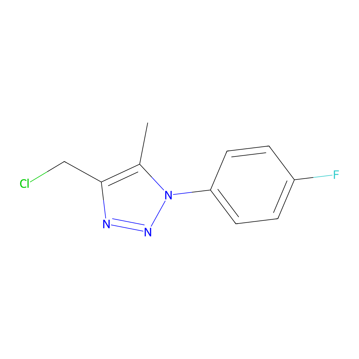 4-(chloromethyl)-1-(4-fluorophenyl)-5-methyl-1H-1,2,3-triazole molecular structure, CAS 1338655-97-2