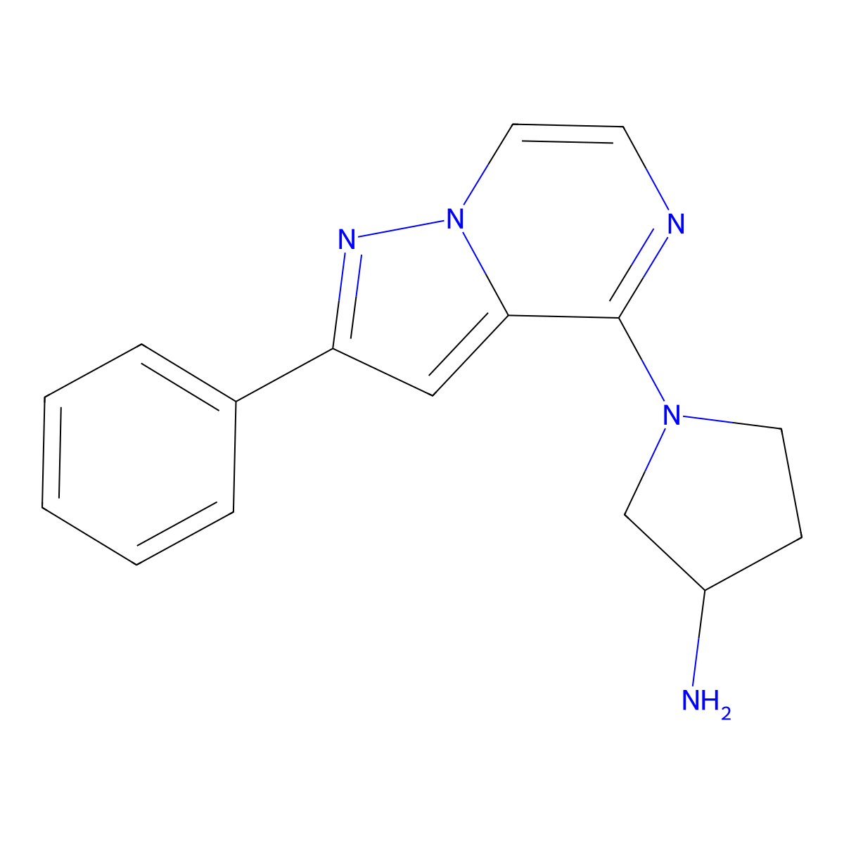 1-(2-Phenylpyrazolo[1,5-a]pyrazin-4-yl)pyrrolidin-3-amine molecular structure, CAS 1338657-15-0