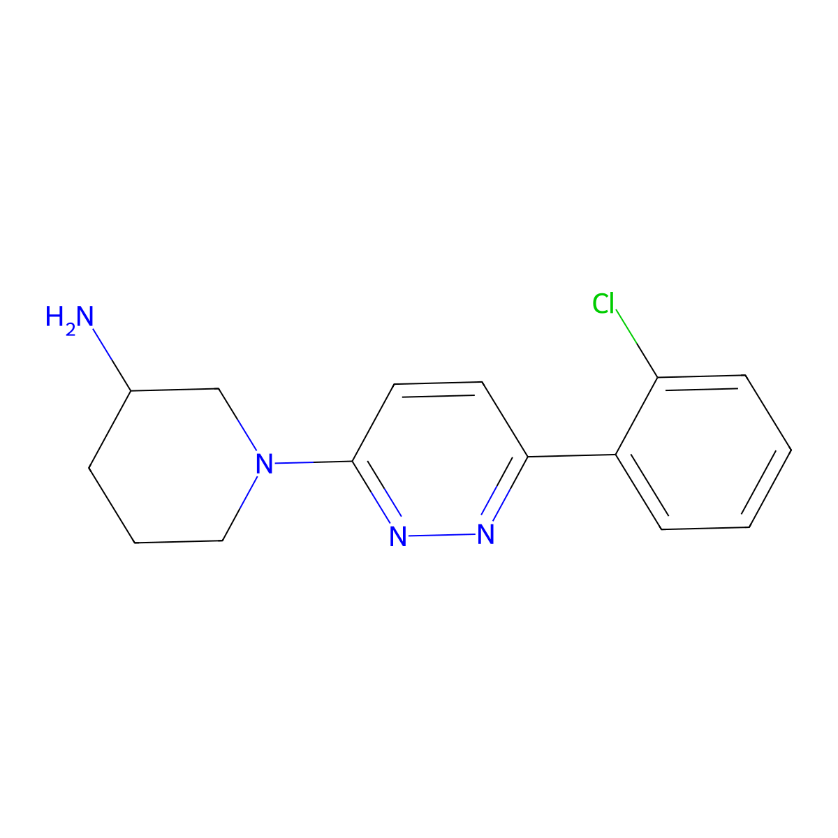 1-[6-(2-Chlorophenyl)pyridazin-3-yl]piperidin-3-amine molecular structure, CAS 1338657-88-7