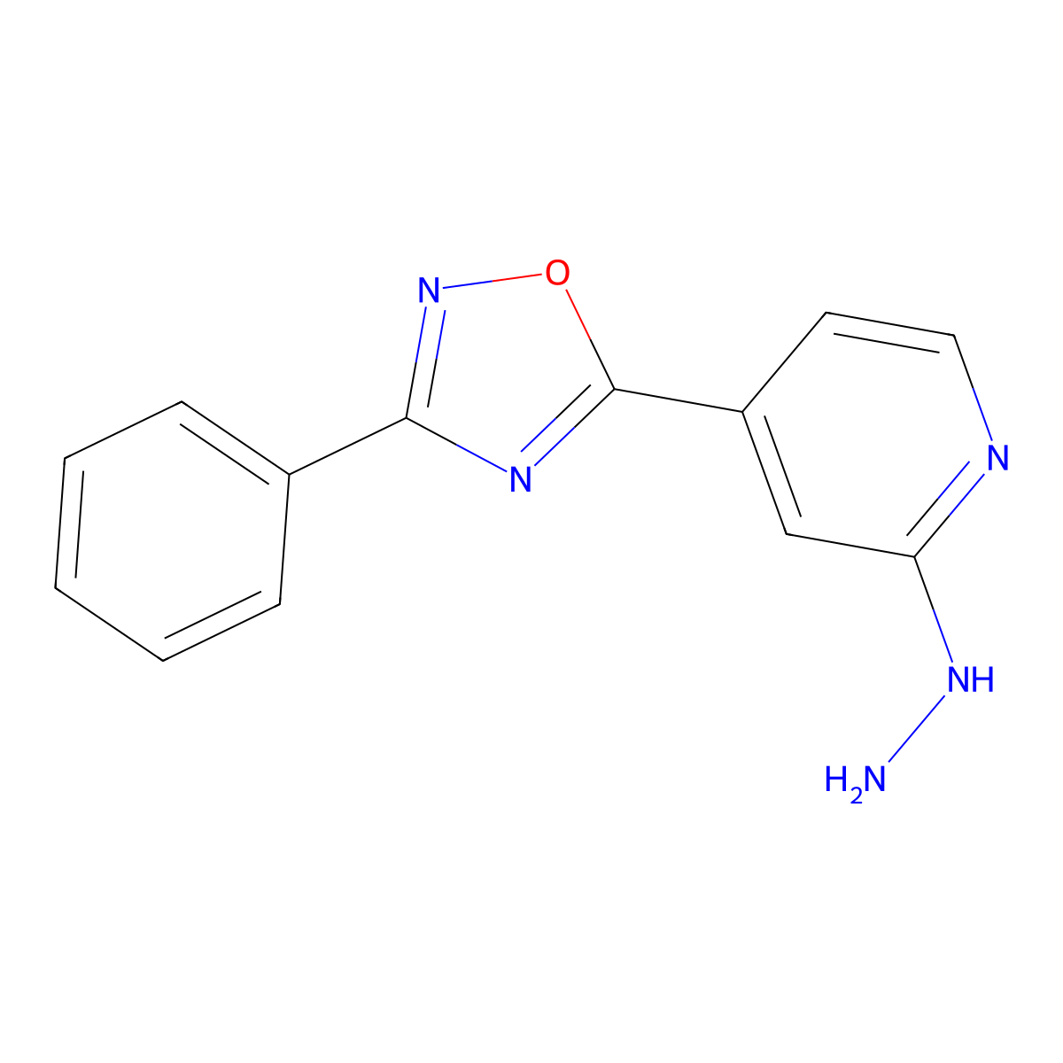 2-Hydrazinyl-4-(3-phenyl-1,2,4-oxadiazol-5-yl)pyridine molecular structure, CAS 1338658-83-5