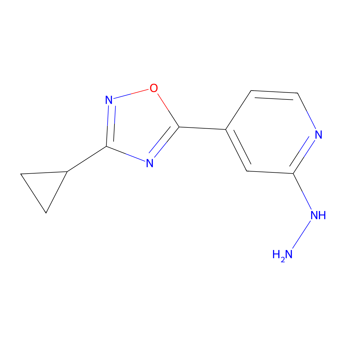 3-Cyclopropyl-5-(2-hydrazino-4-pyridyl)-1,2,4-oxadiazole molecular structure, CAS 1338661-87-2