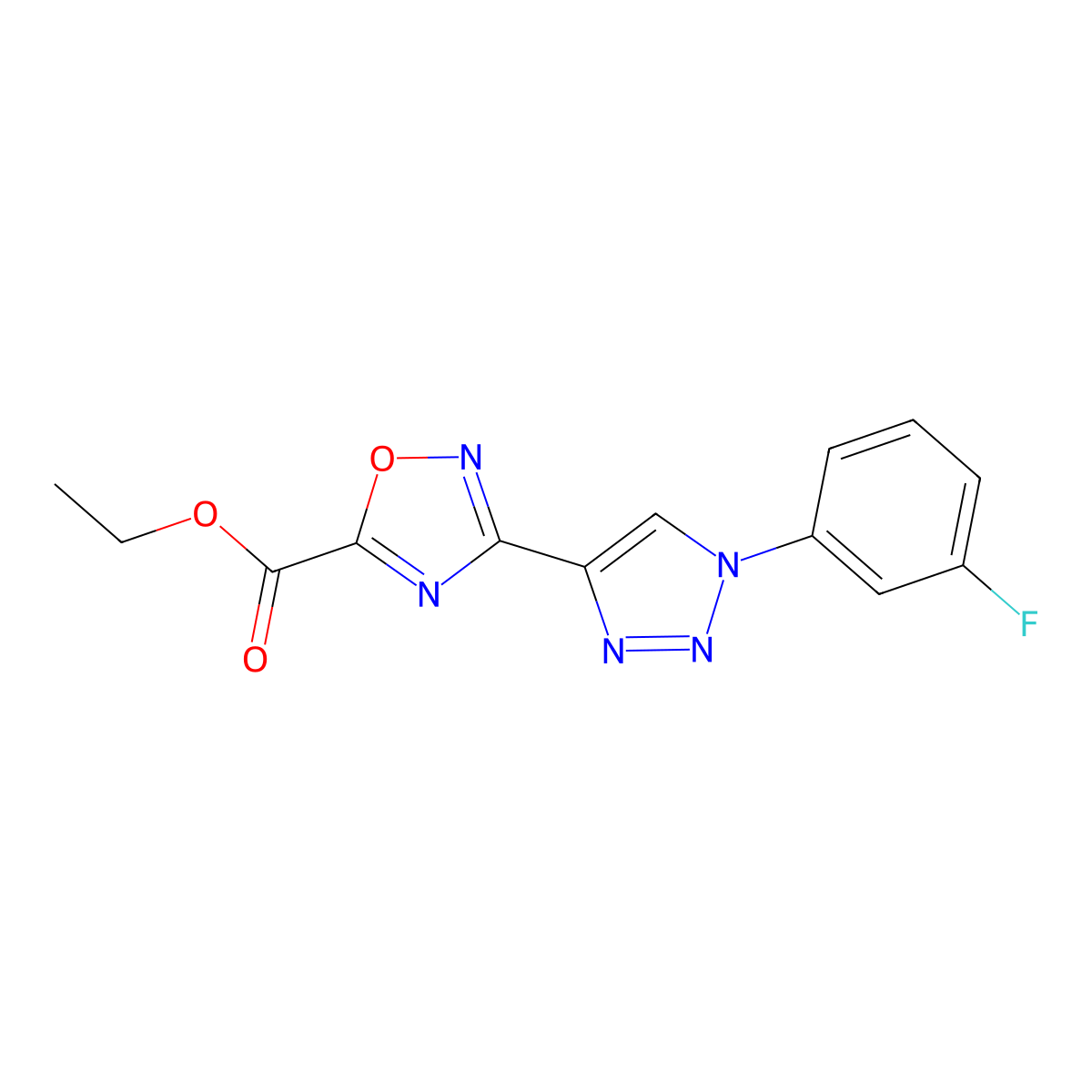 ethyl 3-[1-(3-fluorophenyl)-1H-1,2,3-triazol-4-yl]-1,2,4-oxadiazole-5-carboxylate molecular structure, CAS 1338662-67-1