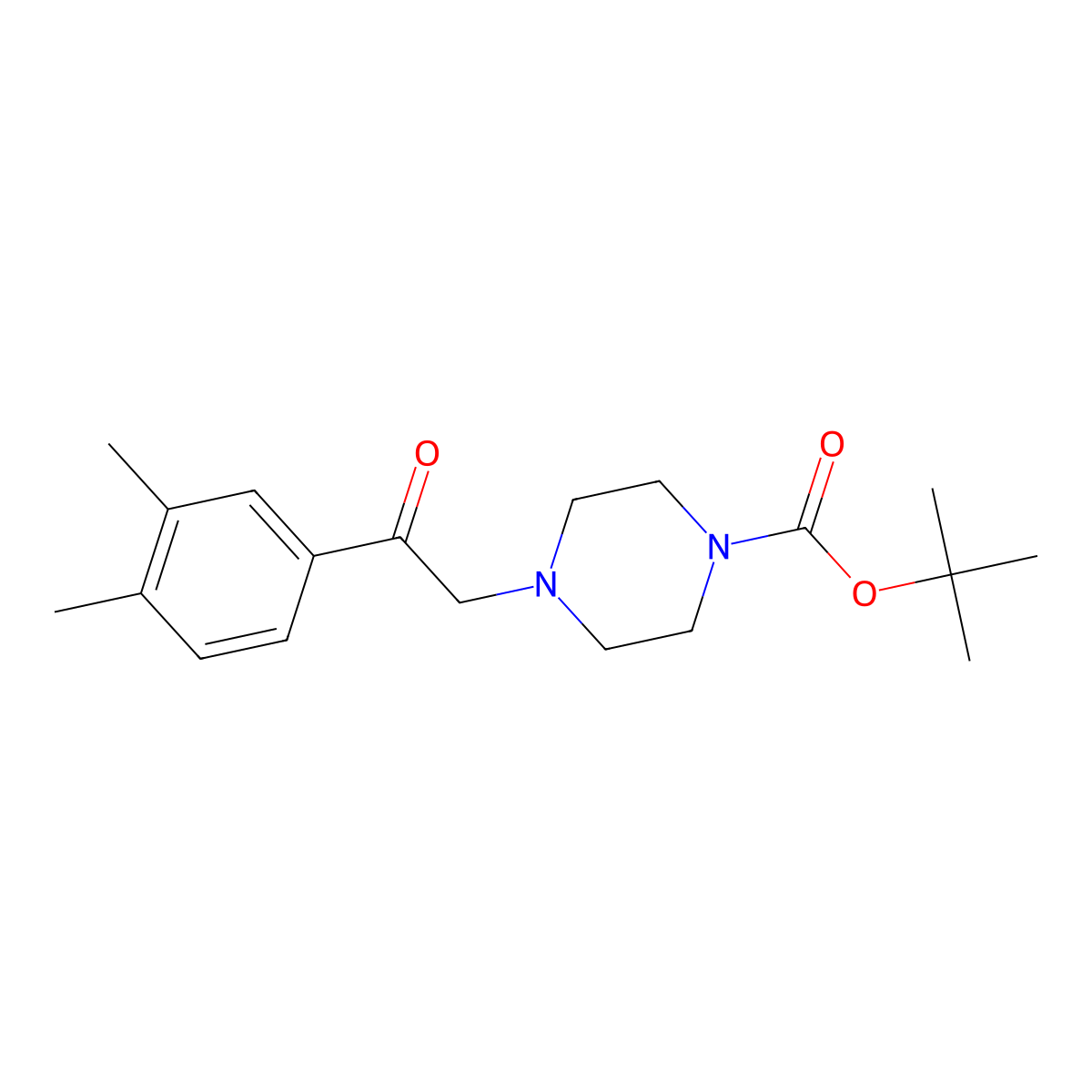 Tert-butyl 4-[2-(3,4-dimethylphenyl)-2-oxoethyl]piperazine-1-carboxylate molecular structure, CAS 1338662-96-6