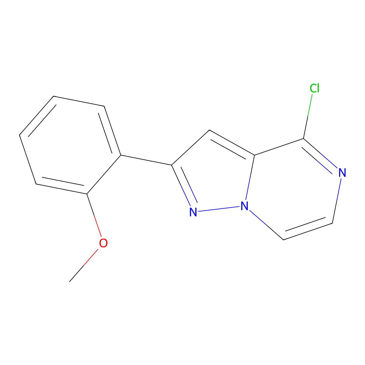 4-Chloro-2-(2-methoxyphenyl)pyrazolo[1,5-a]pyrazine molecular structure, CAS 1338664-77-9