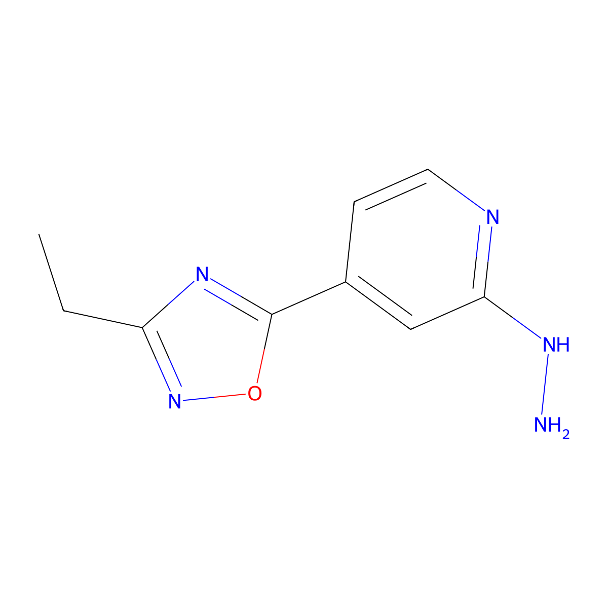 4-(3-Ethyl-1,2,4-oxadiazol-5-yl)-2-hydrazinylpyridine molecular structure, CAS 1338665-87-4