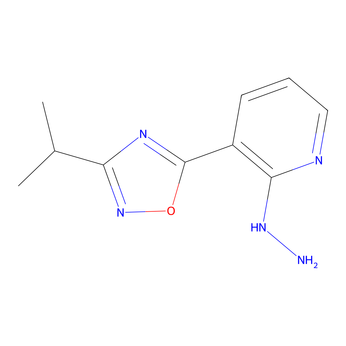 5-(2-Hydrazino-3-pyridyl)-3-isopropyl-1,2,4-oxadiazole molecular structure, CAS 1338666-66-2