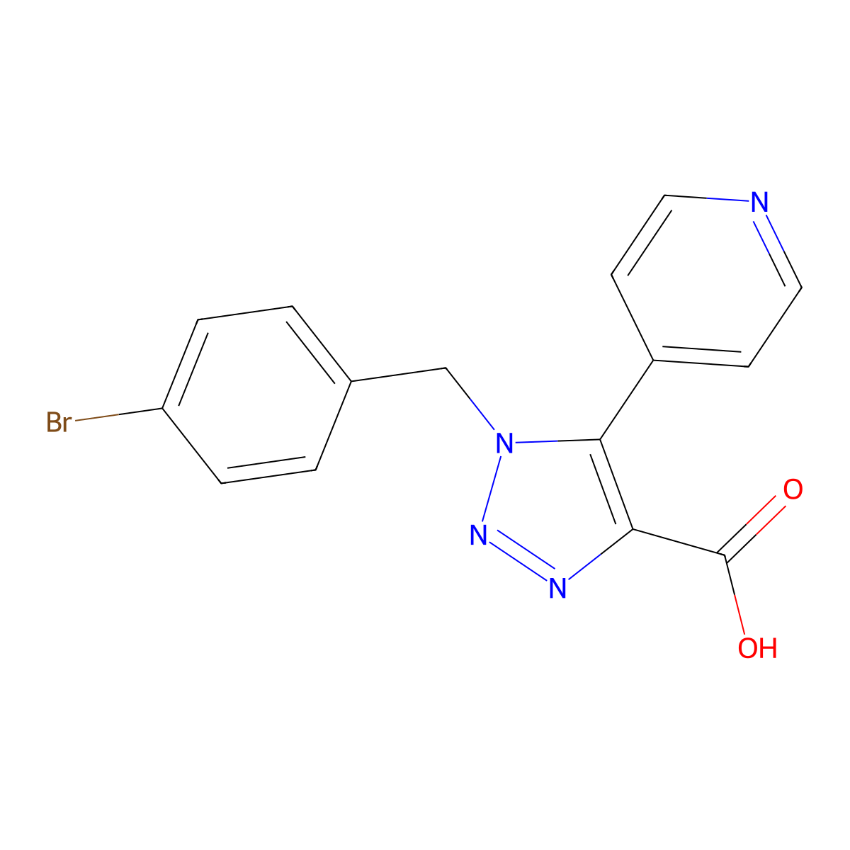 1-(4-bromobenzyl)-5-pyridin-4-yl-1H-1,2,3-triazole-4-carboxylic acid molecular structure, CAS 1338666-89-9