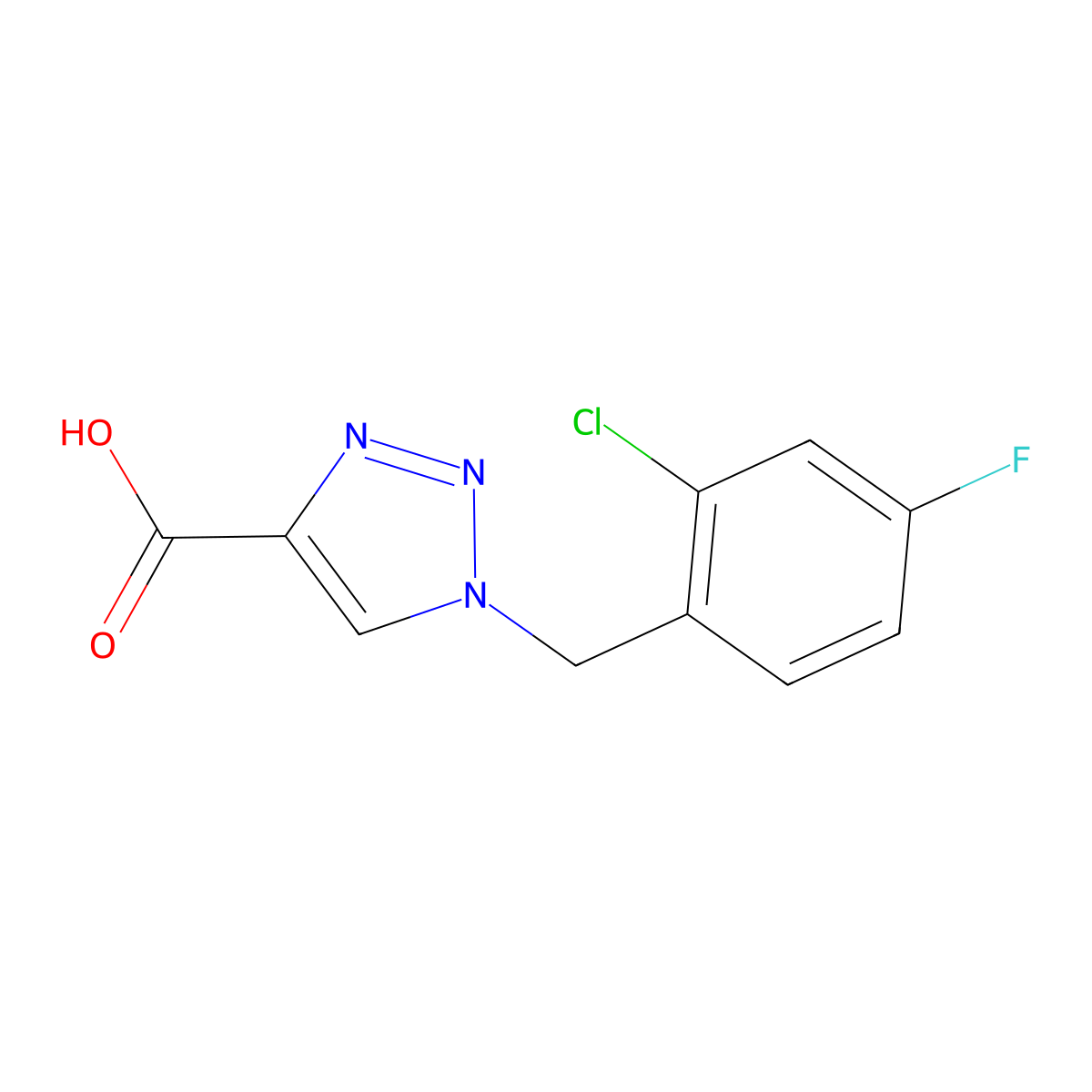 1-(2-chloro-4-fluorobenzyl)-1H-1,2,3-triazole-4-carboxylic acid molecular structure, CAS 1338667-00-7