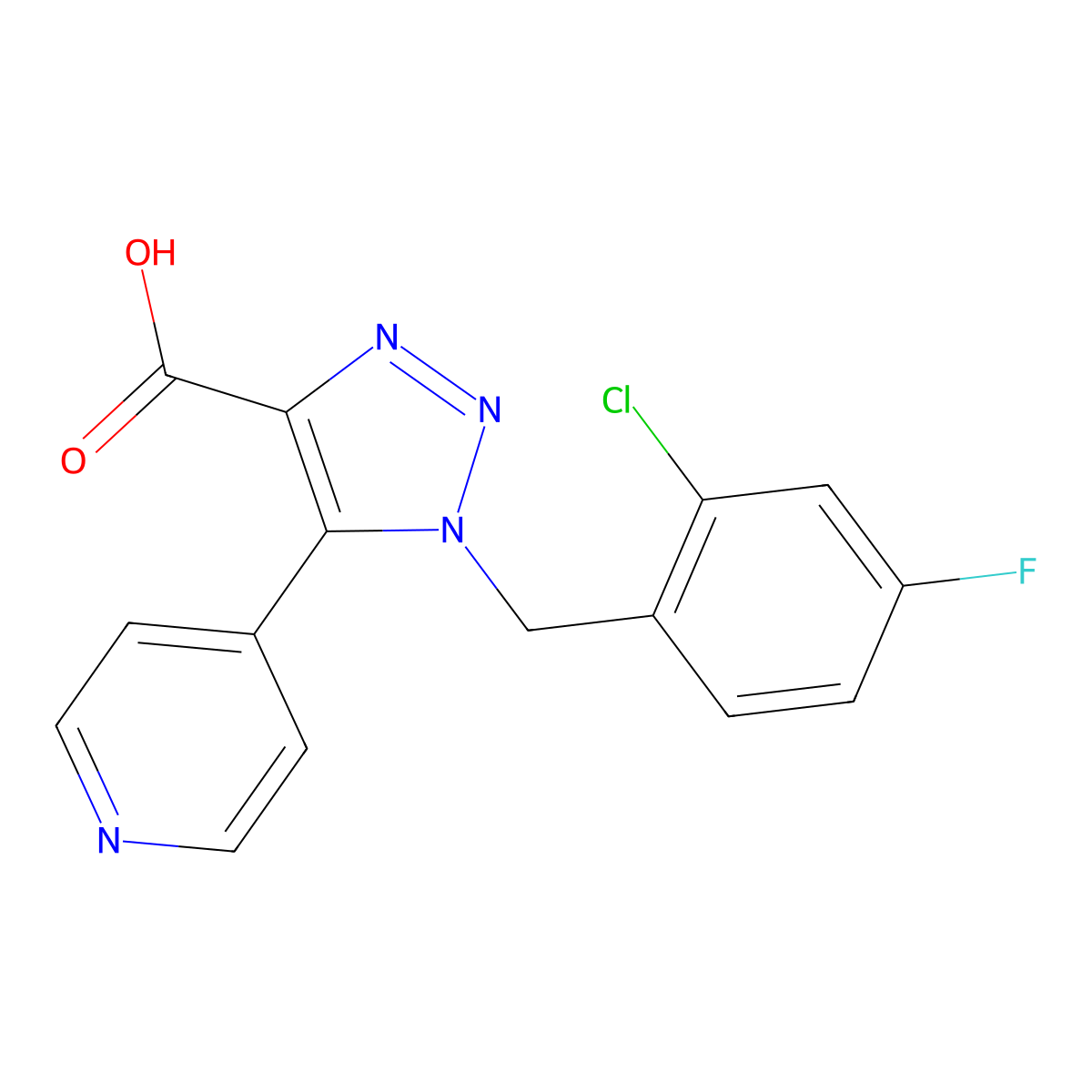 1-(2-chloro-4-fluorobenzyl)-5-pyridin-4-yl-1H-1,2,3-triazole-4-carboxylic acid molecular structure, CAS 1338667-52-9