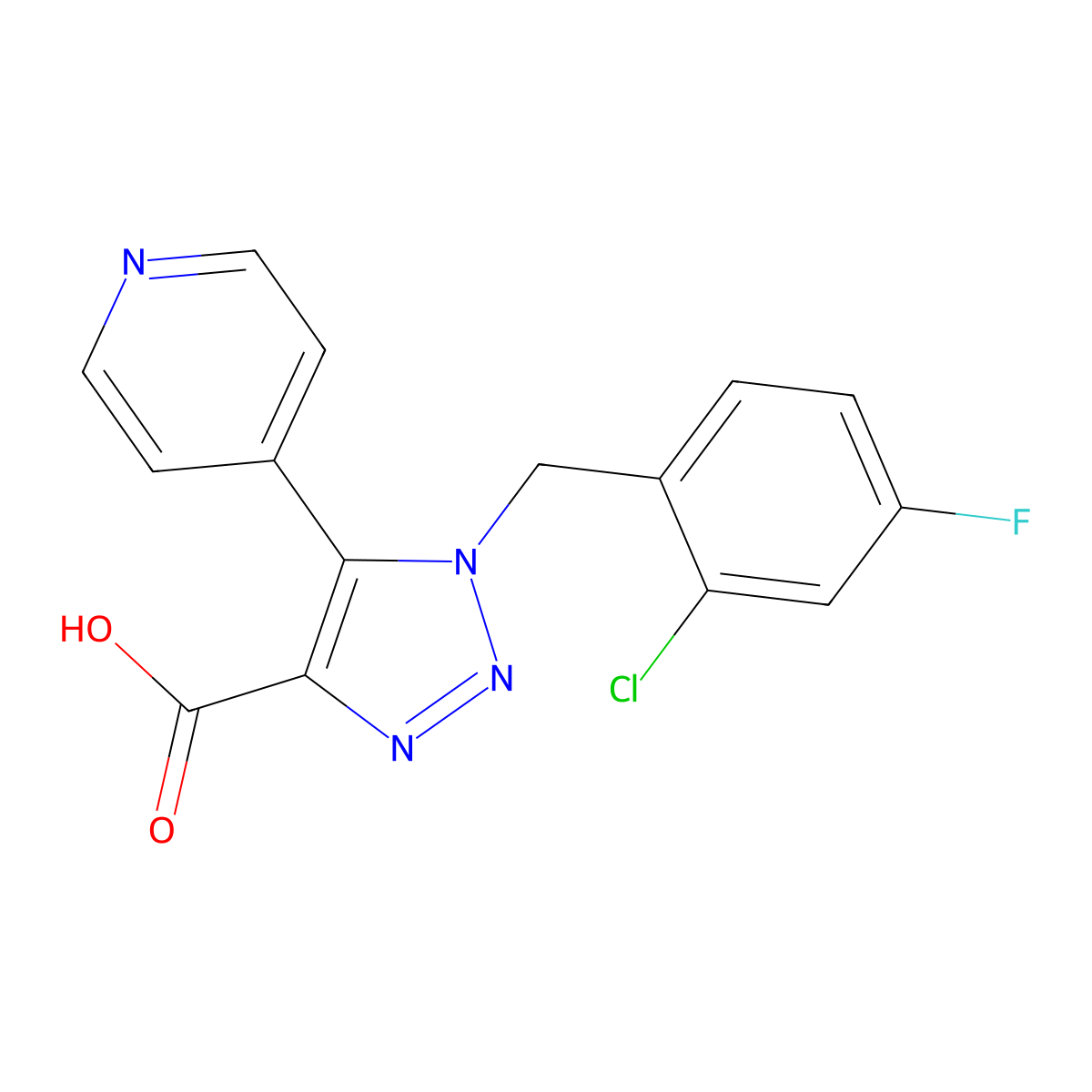 1-(2-chloro-4-fluorobenzyl)-5-pyridin-4-yl-1H-1,2,3-triazole-4-carboxylic acid molecular structure, CAS 1338667-52-9