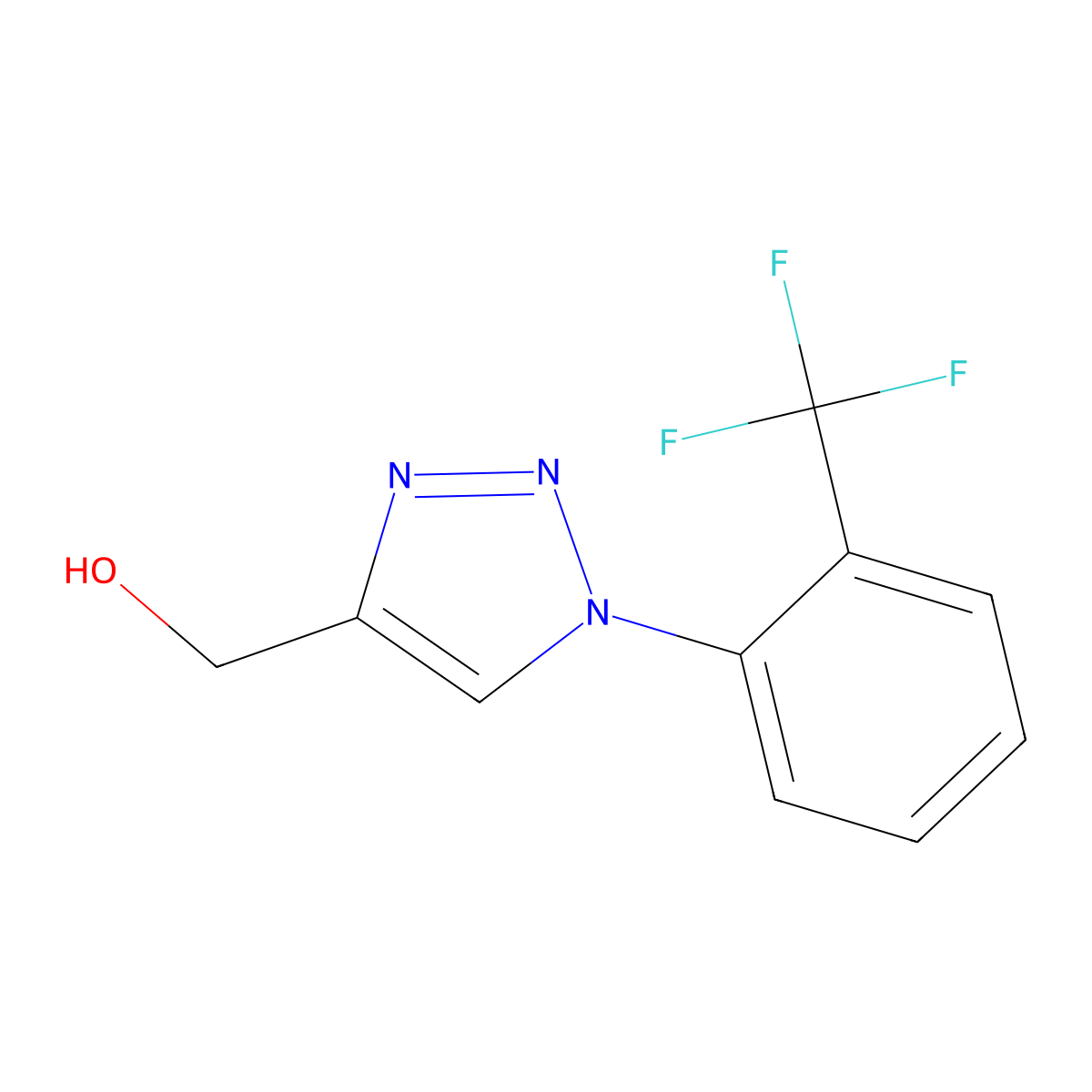 (1-(2-(trifluoromethyl)phenyl)-1H-1,2,3-triazol-4-yl)methanol molecular structure, CAS 1338669-69-4