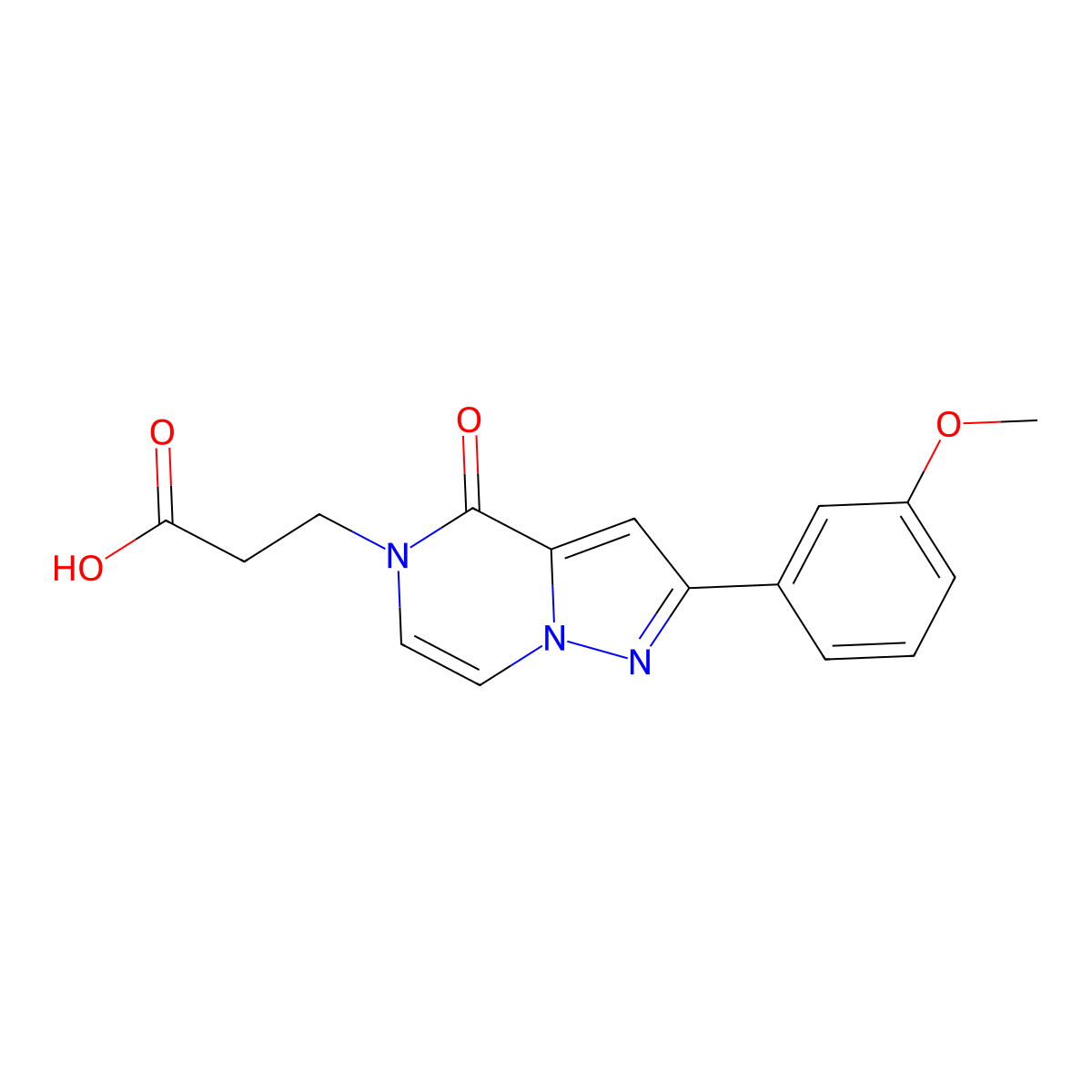 3-[2-(3-methoxyphenyl)-4-oxo-4H,5H-pyrazolo[1,5-a]pyrazin-5-yl]propanoic acid molecular structure, CAS 1338671-64-9
