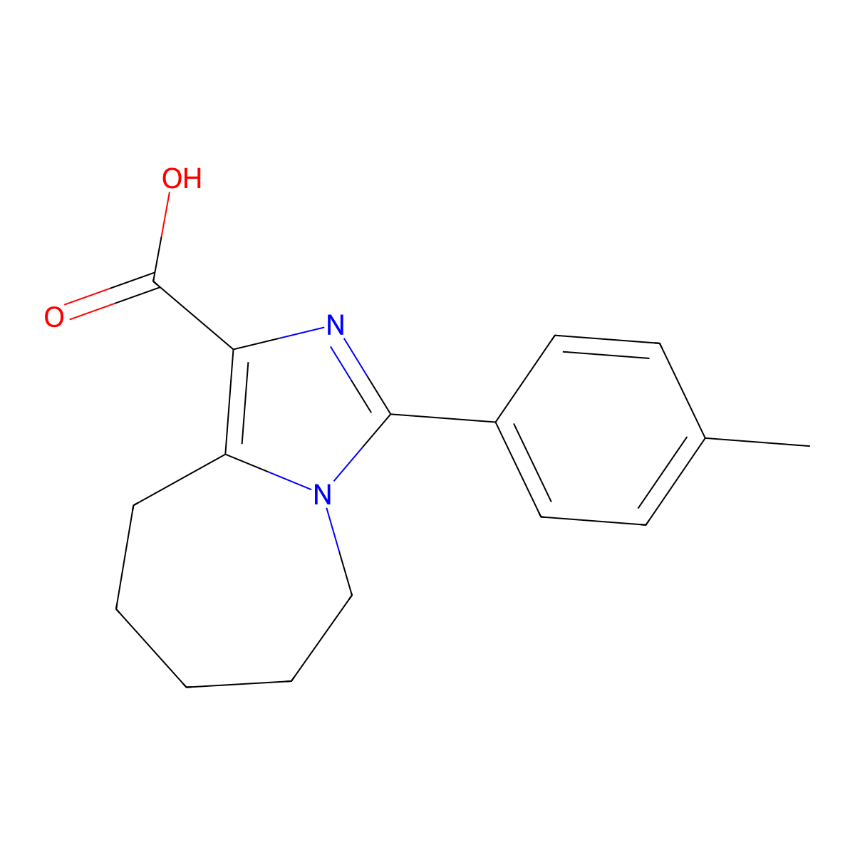 3-(4-methylphenyl)-5H,6H,7H,8H,9H-imidazo[1,5-a]azepine-1-carboxylic acid molecular structure, CAS 1338674-65-9