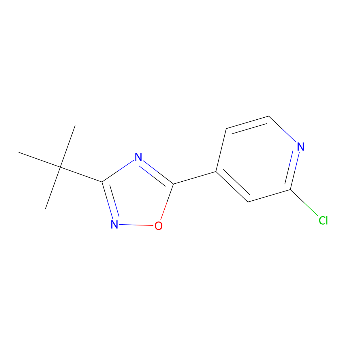 4-(3-Tert-butyl-1,2,4-oxadiazol-5-yl)-2-chloropyridine molecular structure, CAS 1338675-20-9
