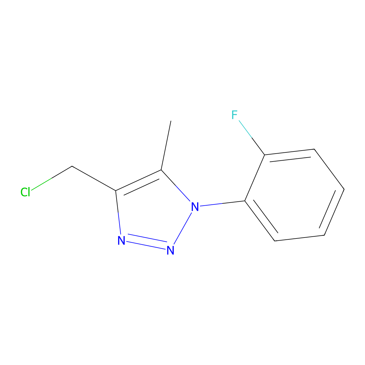 4-(chloromethyl)-1-(2-fluorophenyl)-5-methyl-1H-1,2,3-triazole molecular structure, CAS 1338675-27-6