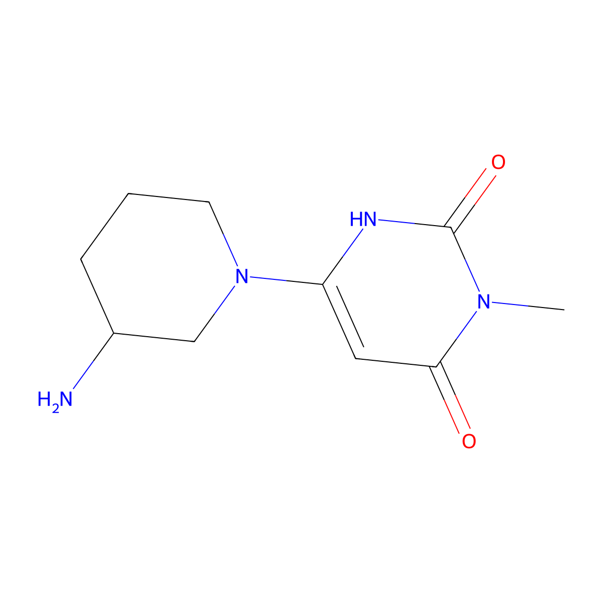6-(3-aminopiperidino)-3-methyl-2,4(1H,3H)-pyrimidinedione molecular structure, CAS 1338677-76-1