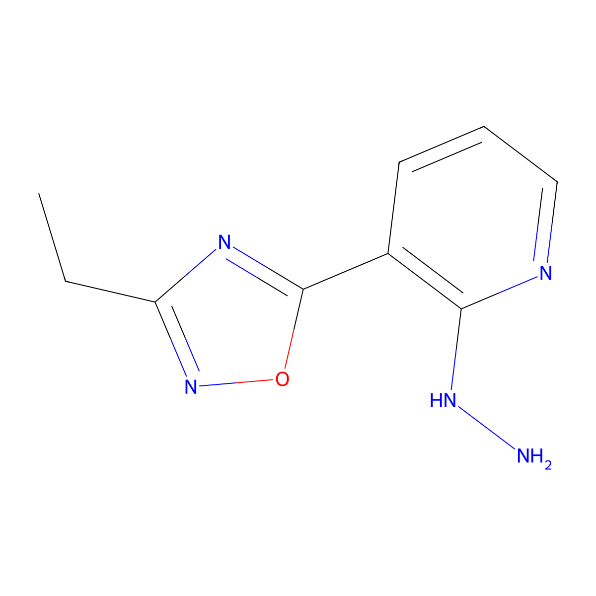 3-(3-Ethyl-1,2,4-oxadiazol-5-yl)-2-hydrazinopyridine molecular structure, CAS 1338678-83-3