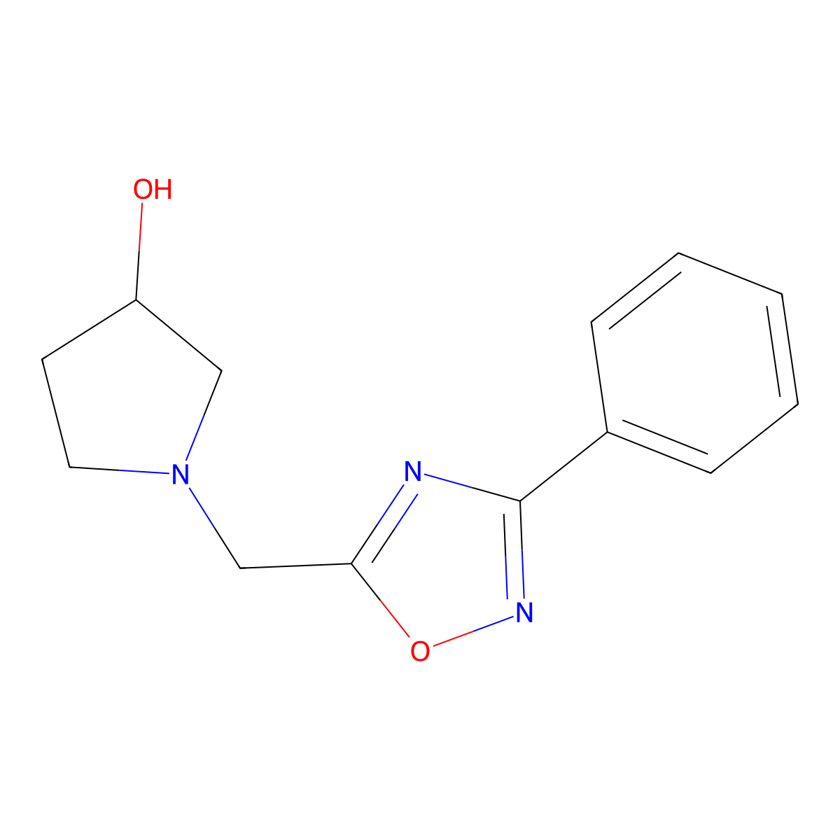1-[(3-Phenyl-1,2,4-oxadiazol-5-yl)methyl]pyrrolidin-3-ol molecular structure, CAS 1338680-18-4