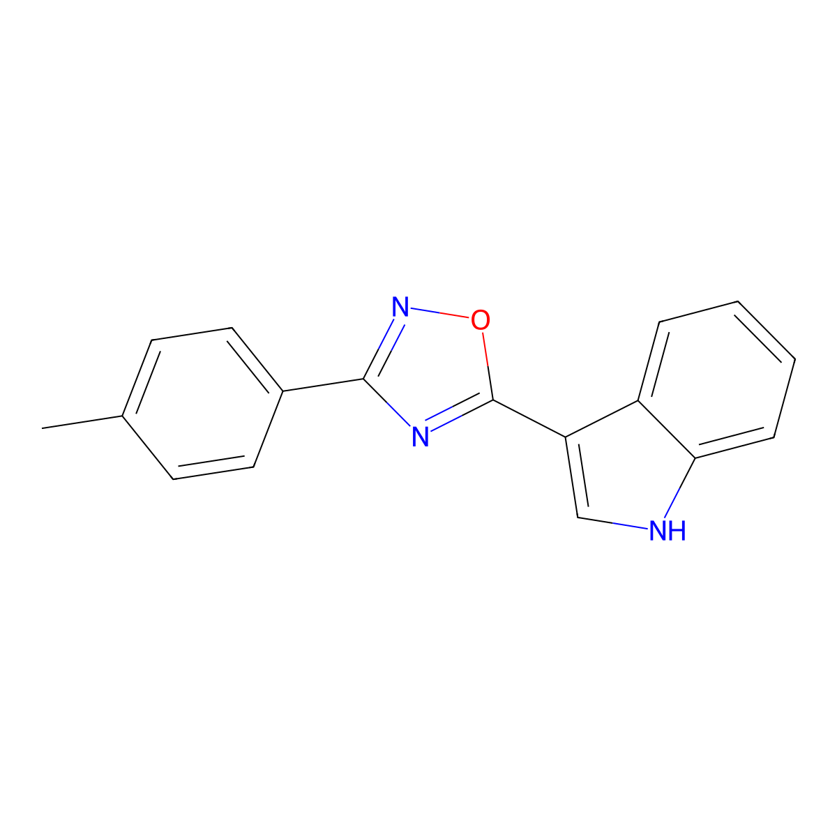 3-[3-(4-methylphenyl)-1,2,4-oxadiazol-5-yl]-1H-indole molecular structure, CAS 1338680-46-8