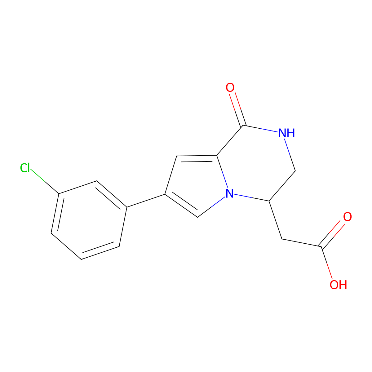 [7-(3-Chlorophenyl)-1-oxo-1,2,3,4-tetrahydropyrrolo[1,2-a]pyrazin-4-yl]acetic acid molecular structure, CAS 1338681-43-8