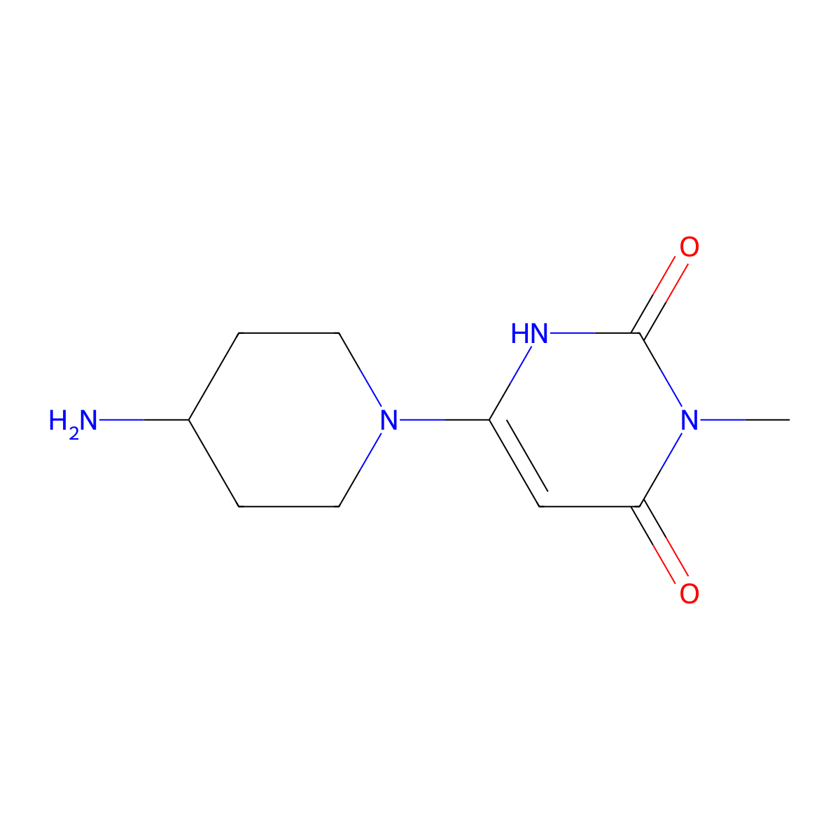 6-(4-Aminopiperidin-1-yl)-3-methyl-1,2,3,4-tetrahydropyrimidine-2,4-dione molecular structure, CAS 1338682-75-9