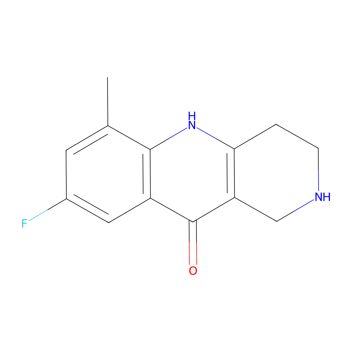 8-fluoro-6-methyl-1,3,4,5-tetrahydrobenzo[b]-1,6-naphthyridin-10(2H)-one molecular structure, CAS 1338683-21-8