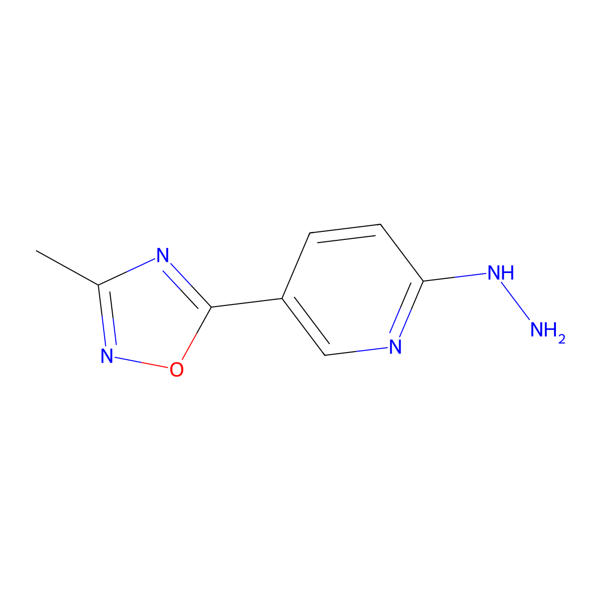 5-(6-Hydrazino-3-pyridyl)-3-methyl-1,2,4-oxadiazole molecular structure, CAS 1338683-46-7
