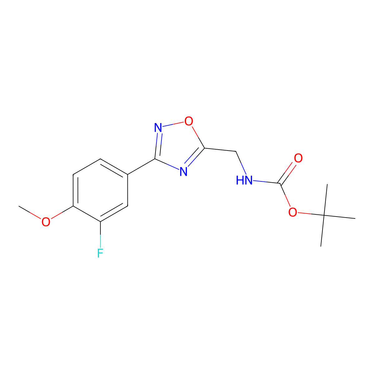 Tert-butyl {[3-(3-fluoro-4-methoxyphenyl)-1,2,4-oxadiazol-5-yl]methyl}carbamate molecular structure, CAS 1338689-92-1
