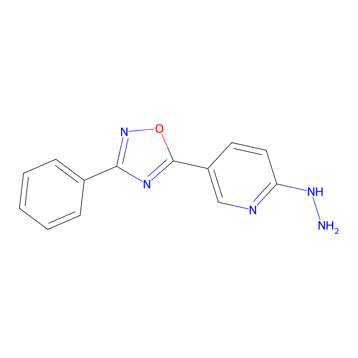 2-Hydrazinyl-5-(3-phenyl-1,2,4-oxadiazol-5-yl)pyridine molecular structure, CAS 1338690-33-7