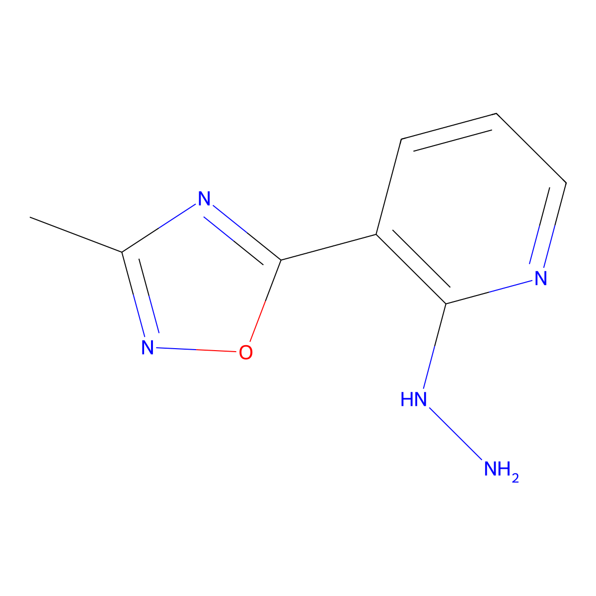 2-Hydrazinyl-3-(3-methyl-1,2,4-oxadiazol-5-yl)pyridine molecular structure, CAS 1338690-43-9