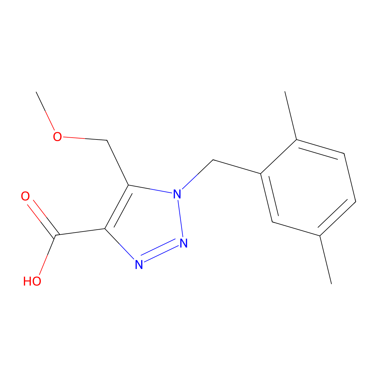 1-(2,5-dimethylbenzyl)-5-(methoxymethyl)-1H-1,2,3-triazole-4-carboxylic acid molecular structure, CAS 1338691-09-0