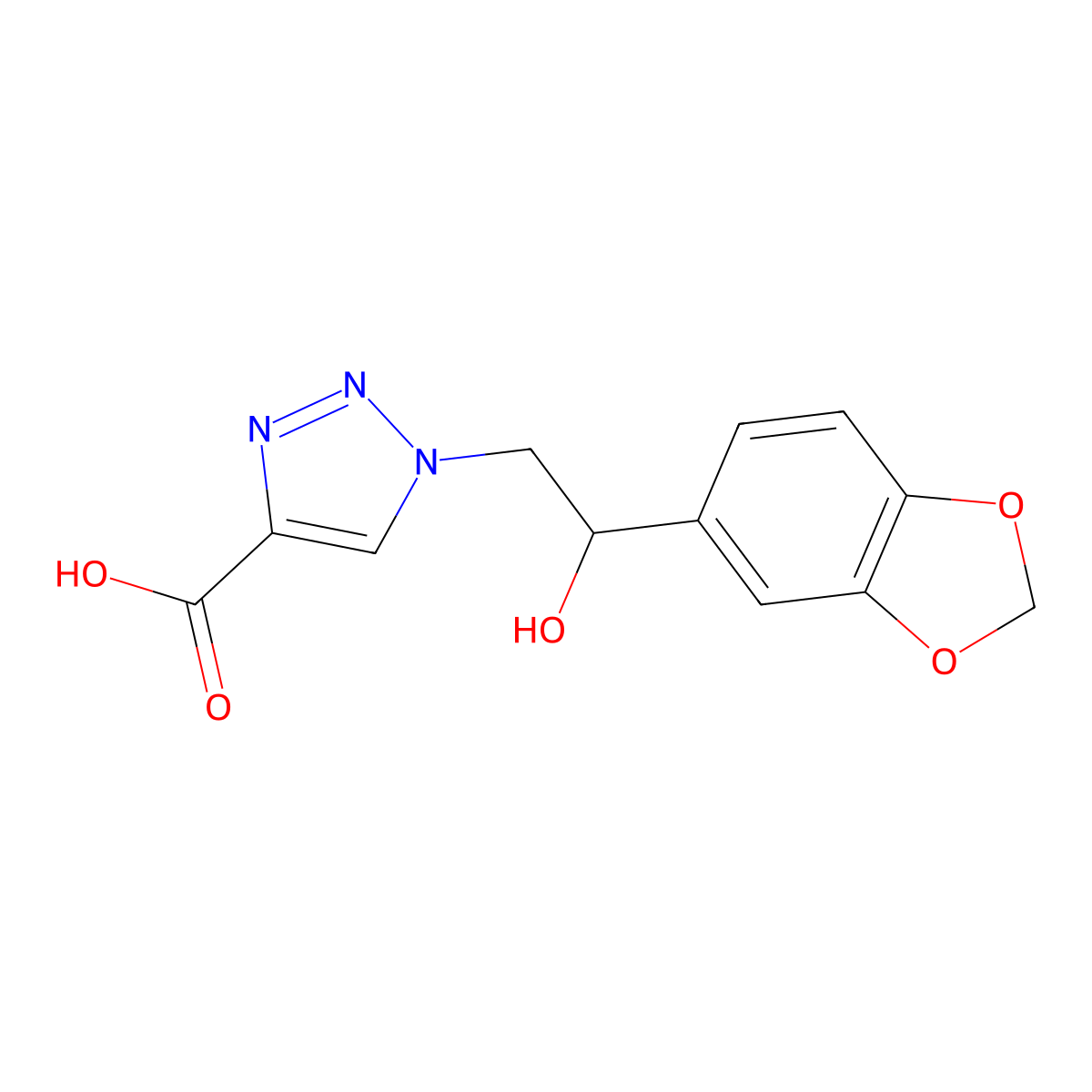 1-[2-(1,3-benzodioxol-5-yl)-2-hydroxyethyl]-1H-1,2,3-triazole-4-carboxylic acid molecular structure, CAS 1338691-87-4