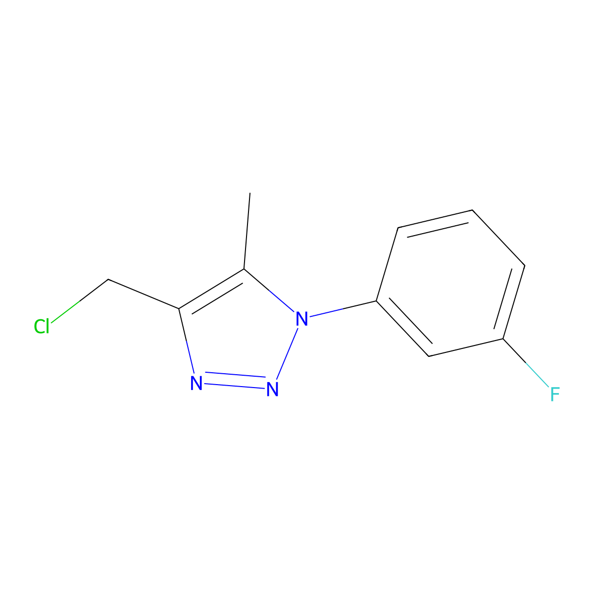 4-(chloromethyl)-1-(3-fluorophenyl)-5-methyl-1H-1,2,3-triazole molecular structure, CAS 1338692-04-8