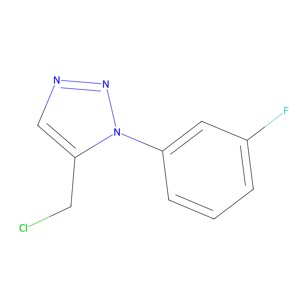 5-(chloromethyl)-1-(3-fluorophenyl)-1H-1,2,3-triazole molecular structure, CAS 1338692-62-8