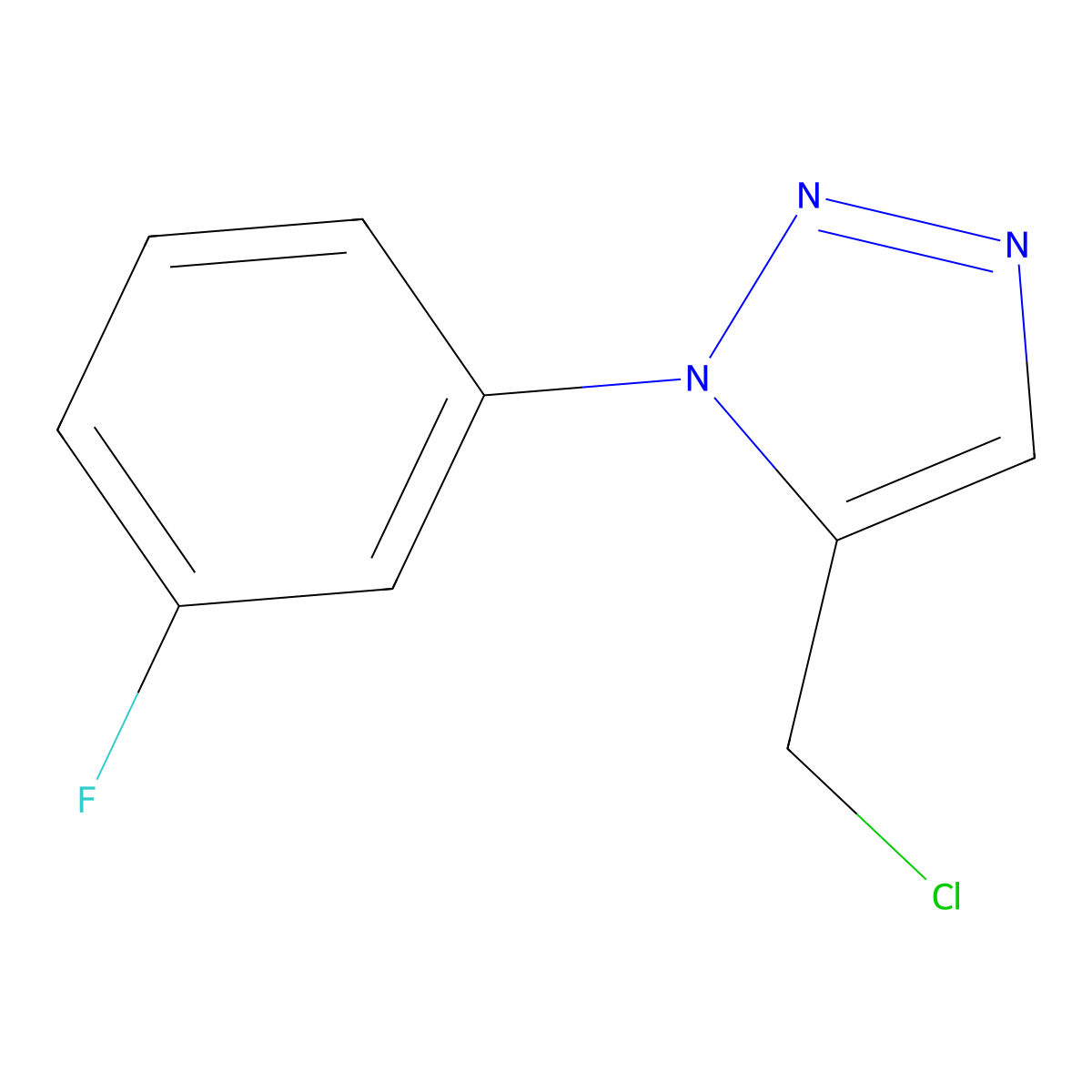 5-(chloromethyl)-1-(3-fluorophenyl)-1H-1,2,3-triazole molecular structure, CAS 1338692-62-8