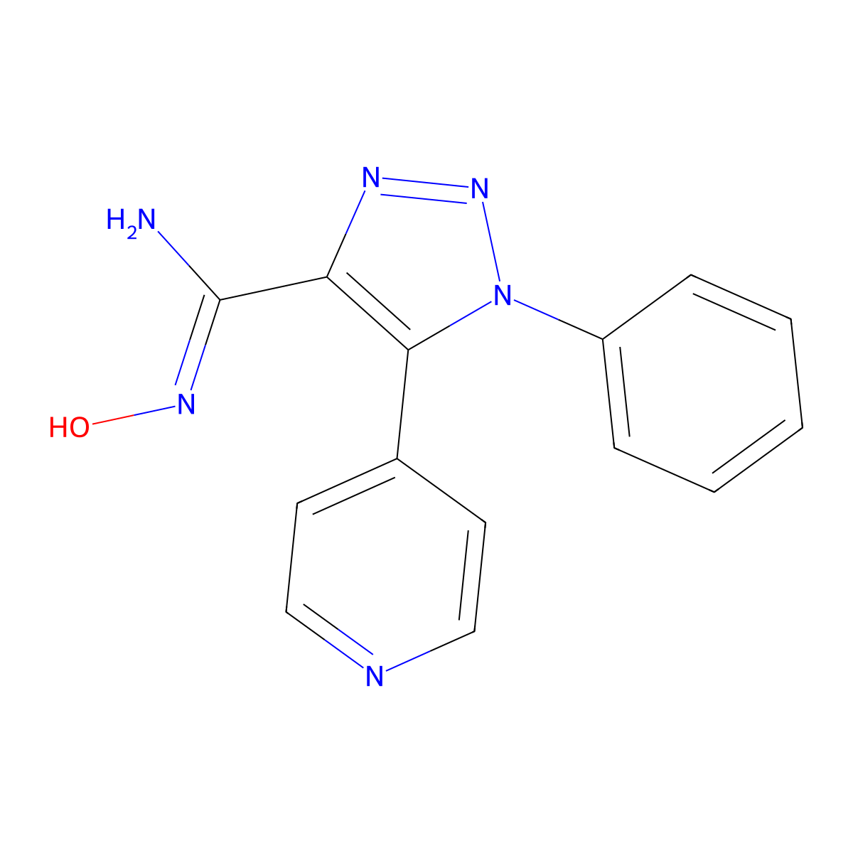 N'-hydroxy-1-phenyl-5-pyridin-4-yl-1H-1,2,3-triazole-4-carboximidamide molecular structure, CAS 1338696-35-7