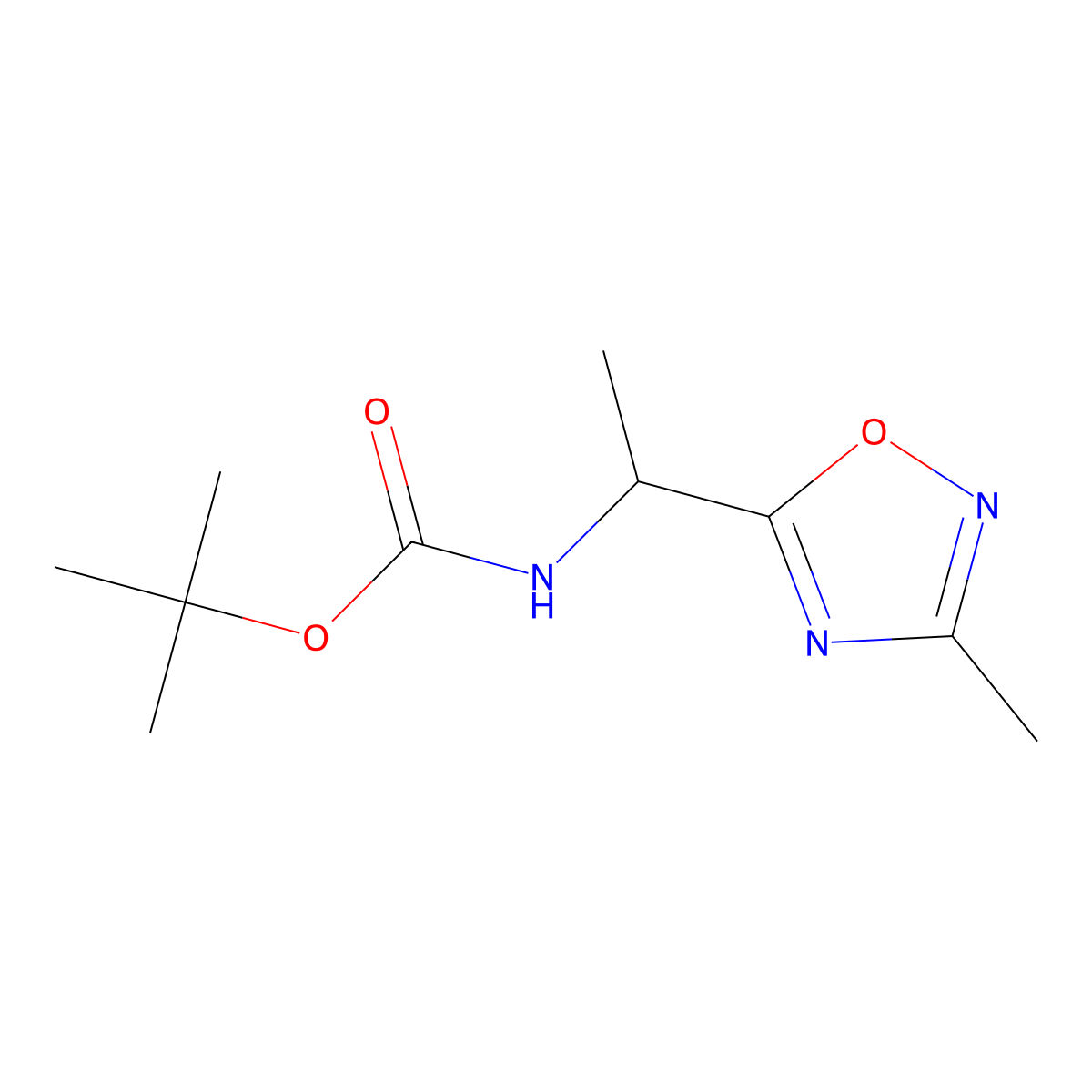 tert-Butyl (S)-(1-(3-methyl-1,2,4-oxadiazol-5-yl)ethyl)carbamate molecular structure, CAS 1338698-17-1