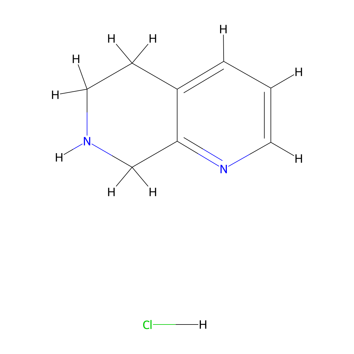 5,6,7,8-Tetrahydro-1,7-naphthyridine hydrochloride molecular structure, CAS 1338707-67-7