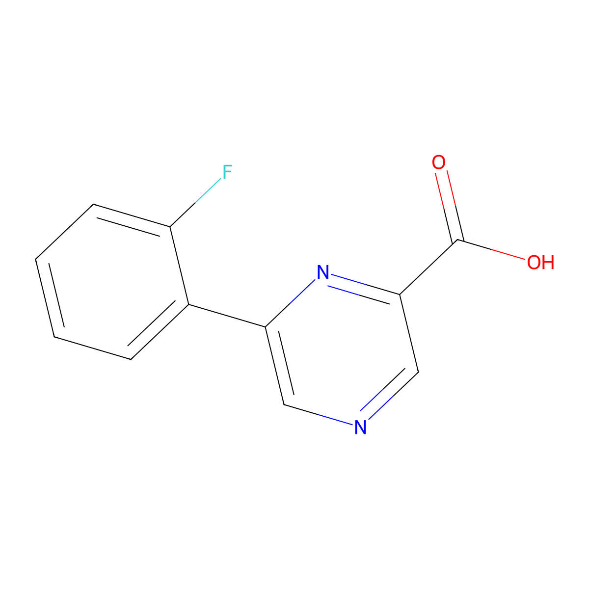 6-(2-Fluorophenyl)-2-pyrazinecarboxylic acid molecular structure, CAS 1338719-27-9