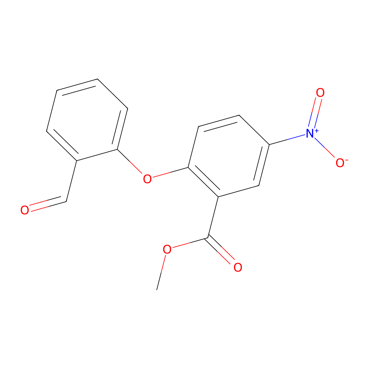 Methyl 2-(2-formylphenoxy)-5-nitrobenzoate molecular structure, CAS 1338782-20-9