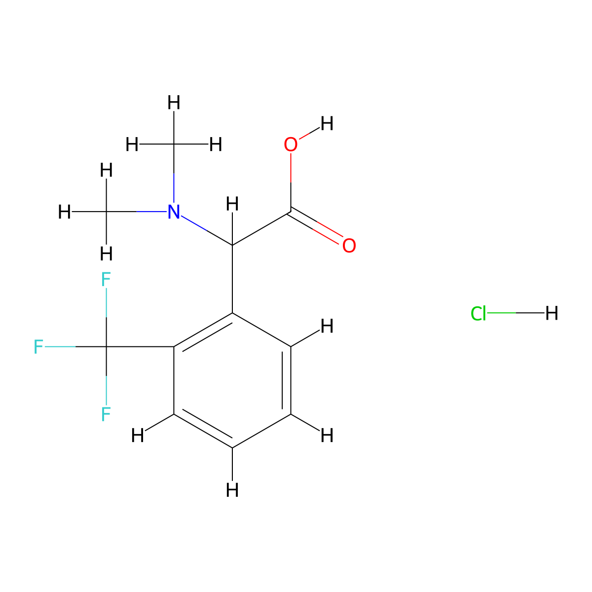 2-(Dimethylamino)-2-[2-(trifluoromethyl)phenyl]acetic acid hydrochloride molecular structure, CAS 1338795-38-2