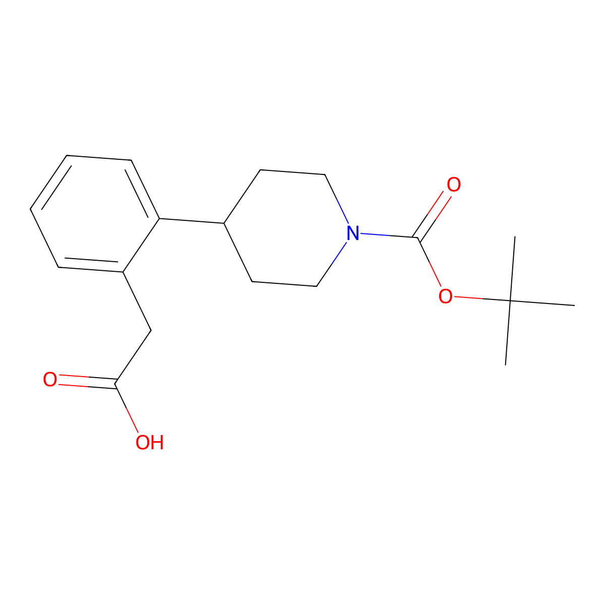 2-(2-(1-(tert-Butoxycarbonyl)piperidin-4-yl)phenyl)acetic acid molecular structure, CAS 1338795-60-0