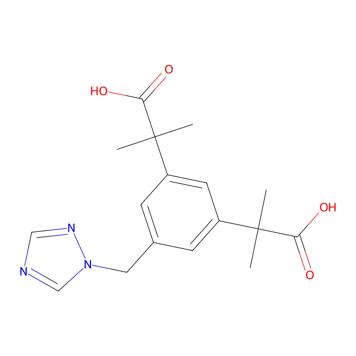 Anastrozole Diacid molecular structure, CAS 1338800-81-9