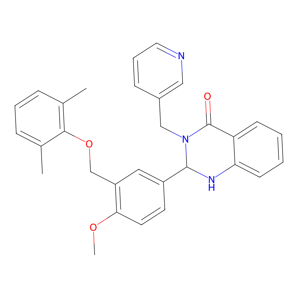 2-[3-[(2,6-Dimethylphenoxy)methyl]-4-methoxyphenyl]-3-(3-pyridinylmethyl)-1,2-dihydroquinazolin-4-one molecular structure, CAS 1338824-20-6
