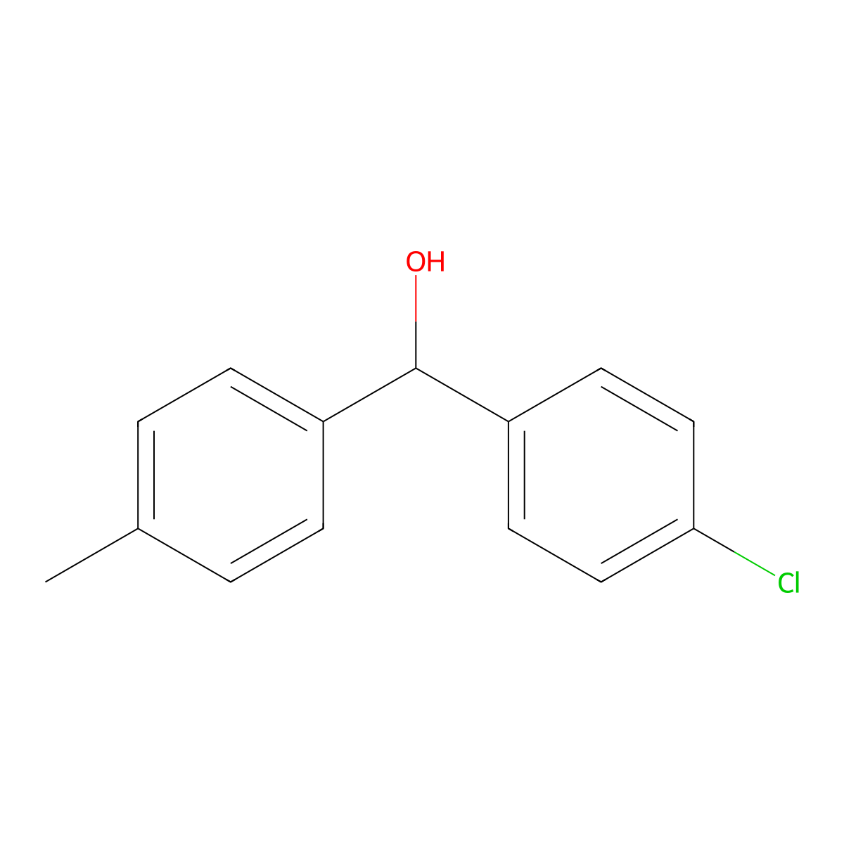 (4-Chlorophenyl)(p-tolyl)methanol molecular structure, CAS 13389-74-7