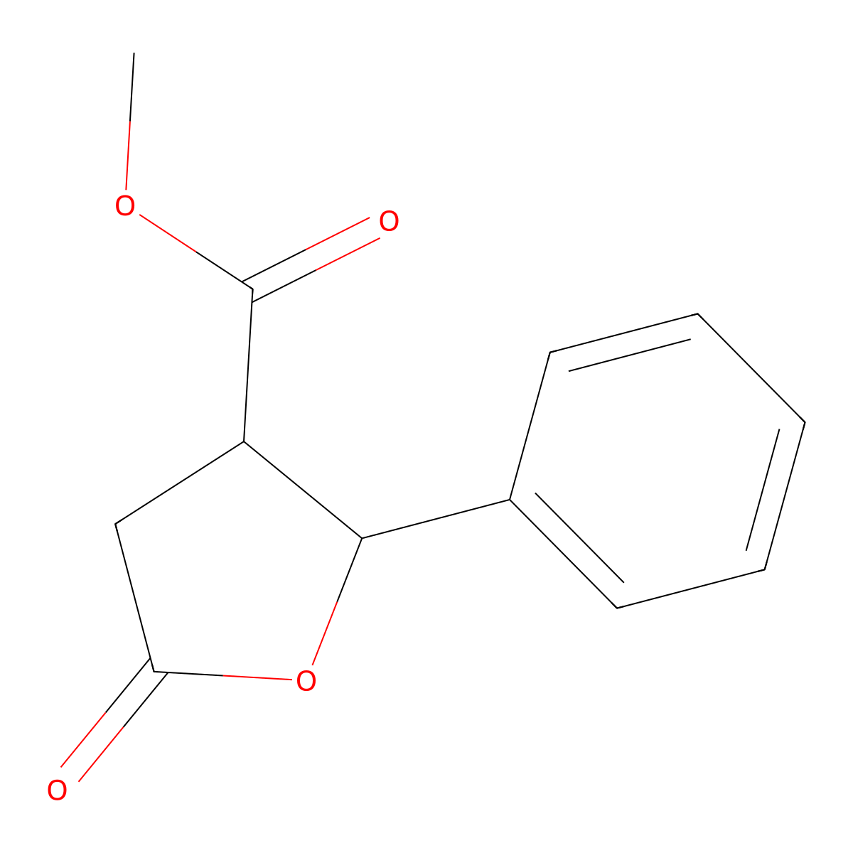 2-Furoic acid, tetrahydro-5-oxo-2-phenyl-, methyl ester molecular structure, CAS 13389-98-5