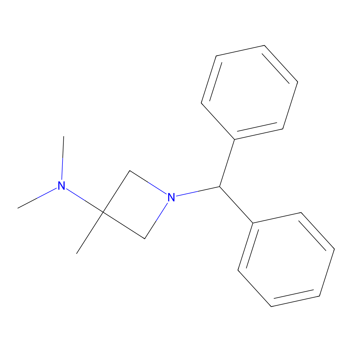 1-benzhydryl-N,N,3-trimethylazetidin-3-amine molecular structure, CAS 133891-61-9