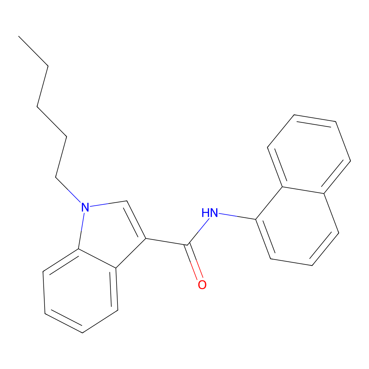 N-(Naphthalen-1-yl)-1-pentyl-1H-indole-3-carboxamide molecular structure, CAS 1338925-11-3