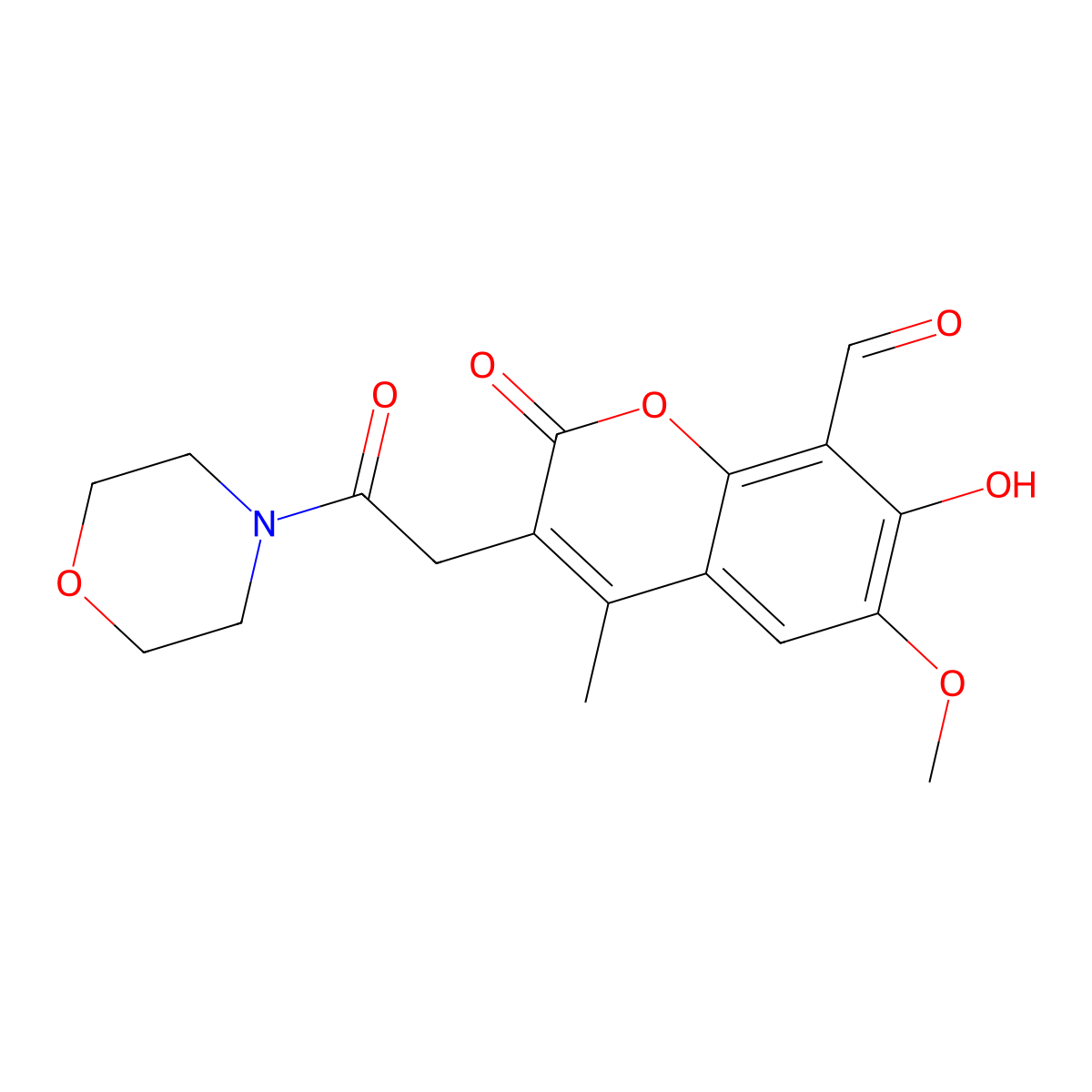7-Hydroxy-6-methoxy-4-methyl-3-(2-morpholino-2-oxoethyl)-2-oxo-2H-chromene-8-carbaldehyde molecular structure, CAS 1338934-59-0